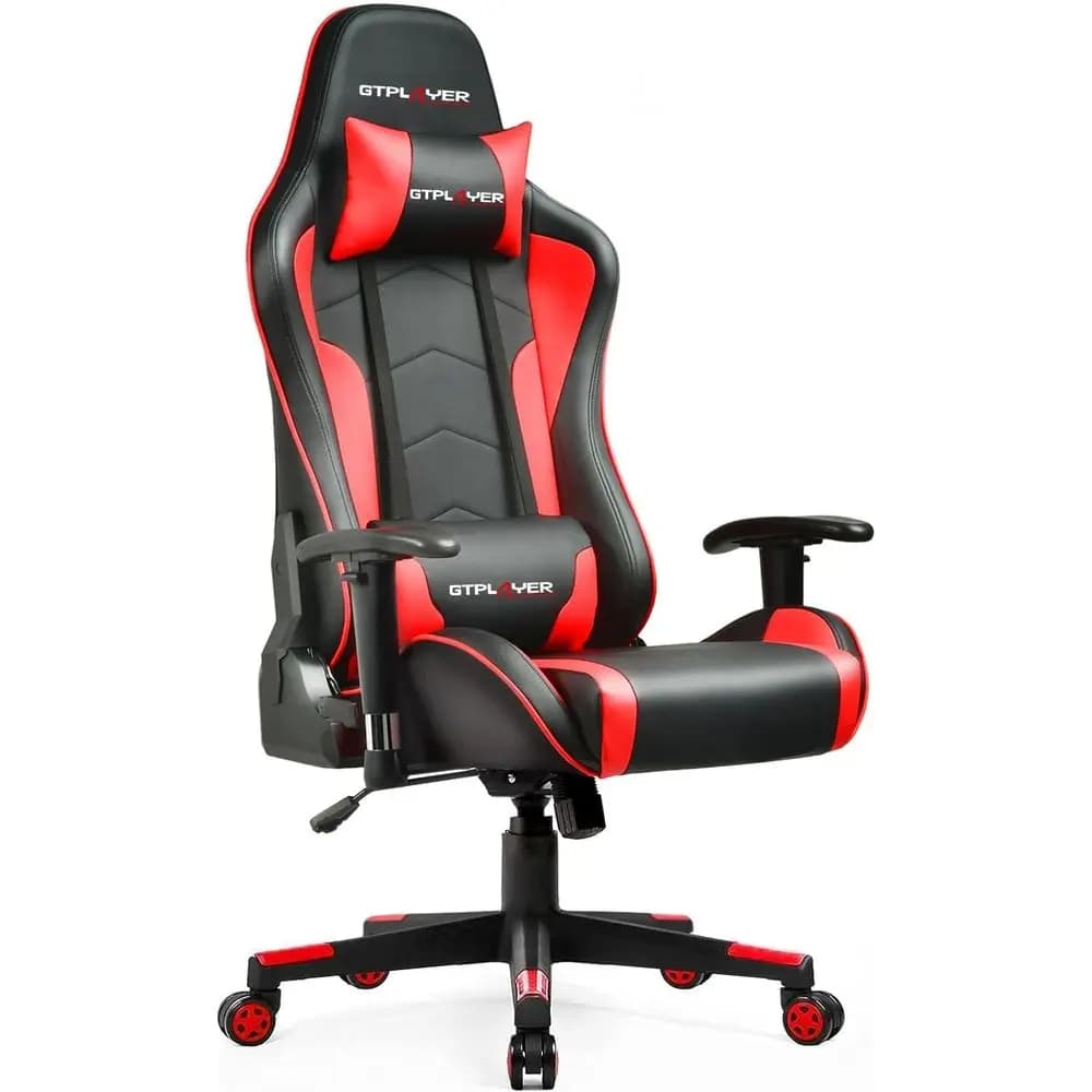 Ergonomic Bluetooth Speaker Gaming Chair with Audio, Red Heavy-Duty Office & Computer Desk Chair