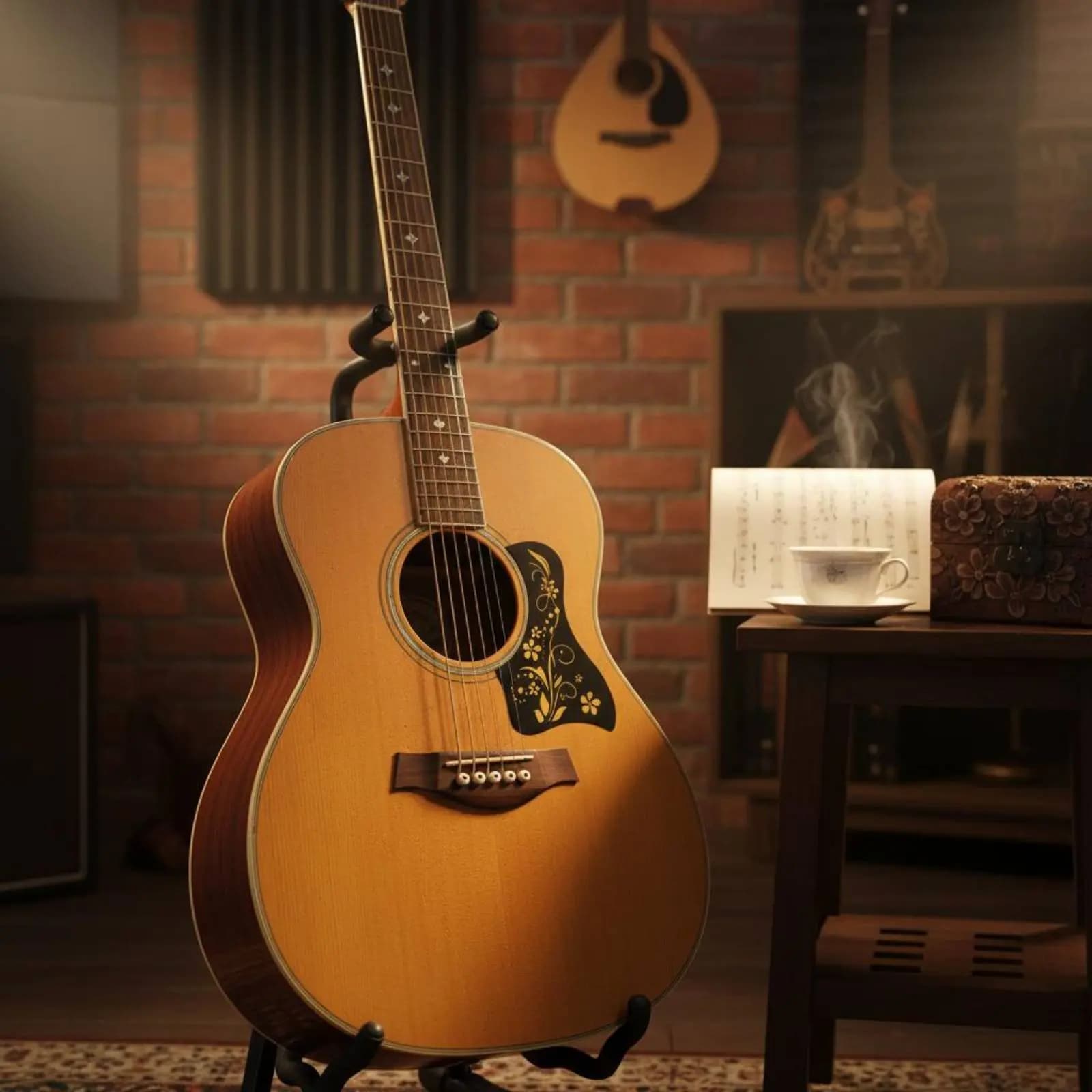 10 Pieces Acoustic Guitar Pickguard Thin and Light Guitar Scratch Plate Self Adhesive Scratch Plate Sheet Floral Pattern