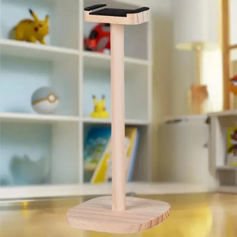 1pc Headphone Stand With Base Universal Headphone Stand Hanger Wooden Headset Storage Rack Multi-Function Detachable Stand