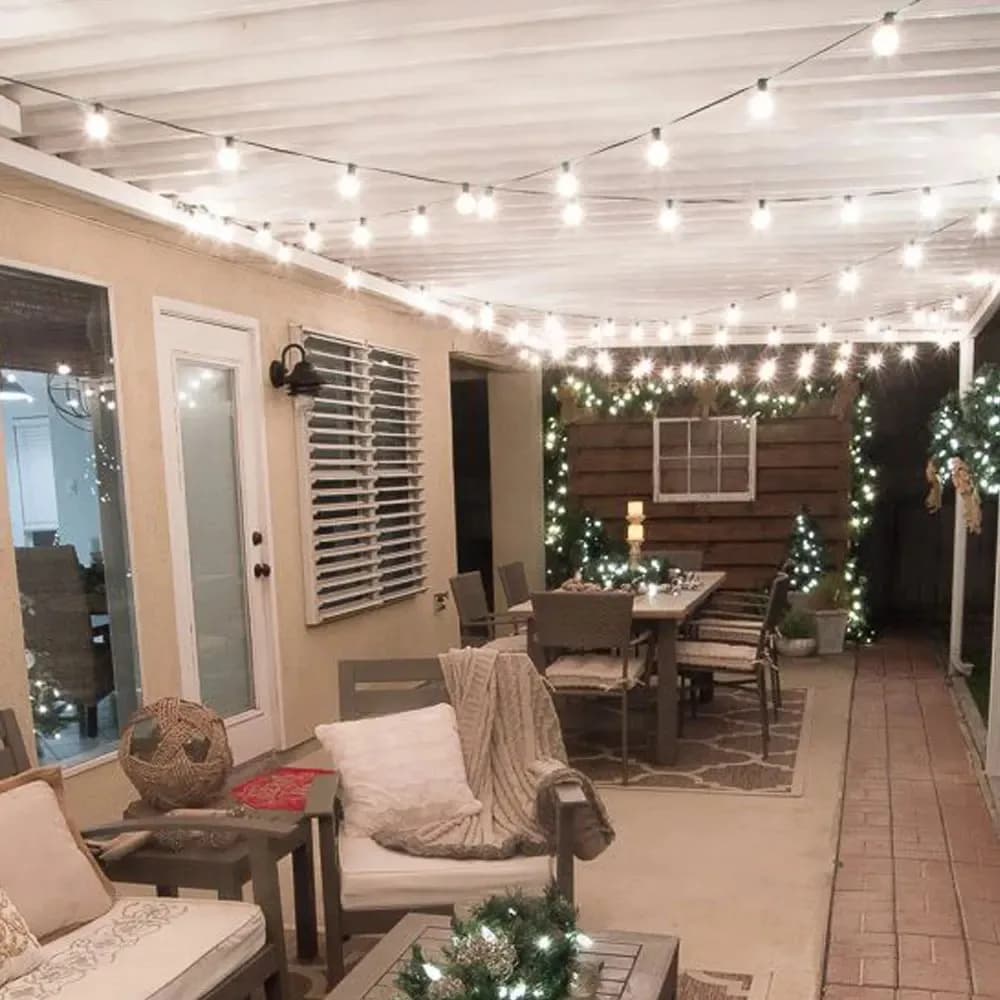Luci a Corda Vintage G40 Lunghezza 8M con 25 Lampadine Trasparenti e Portalampade per Esterni, Giardino, Feste, Ghirlande e Matrimoni