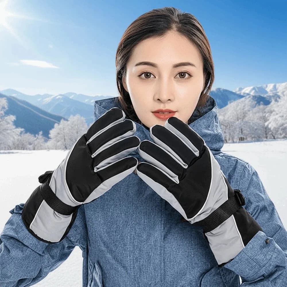Guanti da sci anti-freddo in cotone PP Guanti antispruzzo morbidi unisex antivento Guanti da dito ispessiti antiscivolo anti-smarrimento