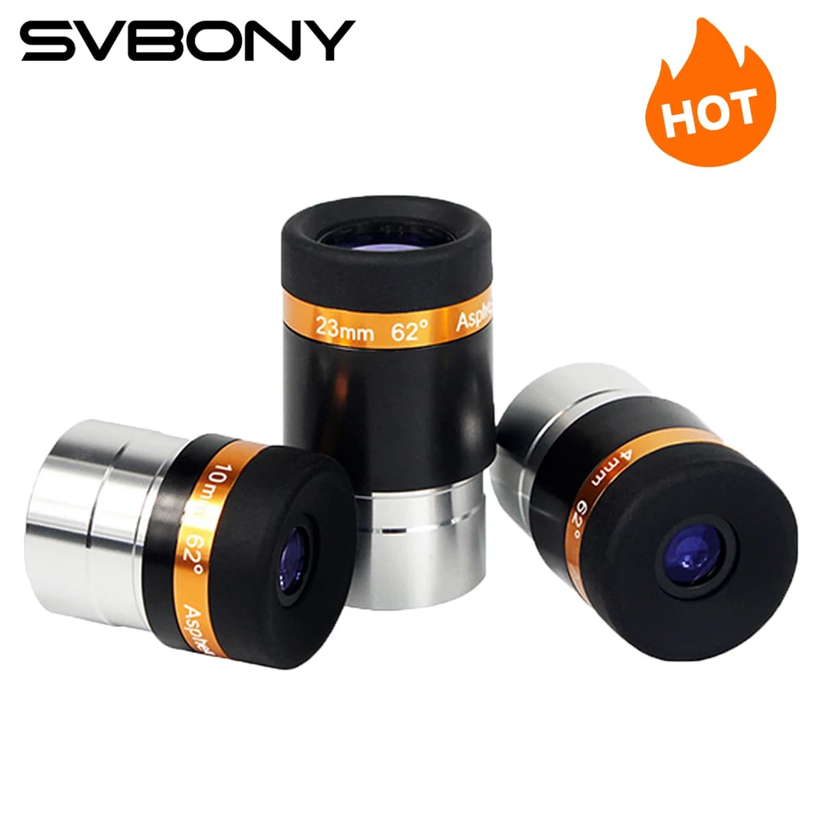 SVBONY Oculari 4/10/23mm Telescopi Lente grandangolare 62 gradi Oculare asferico HD completamente rivestito Accessorio per telescopio astronomico da 1,25 pollici