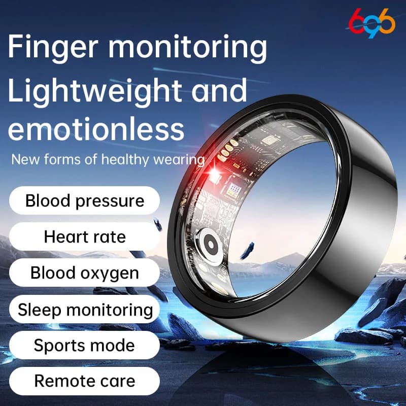 Anello Smart alla Moda 696 per Uomo e Donna, Monitoraggio Salute, Frequenza Cardiaca, Sport e Sonno, Impermeabile, Indossabile Senza Sensazione di Pressione, Regalo