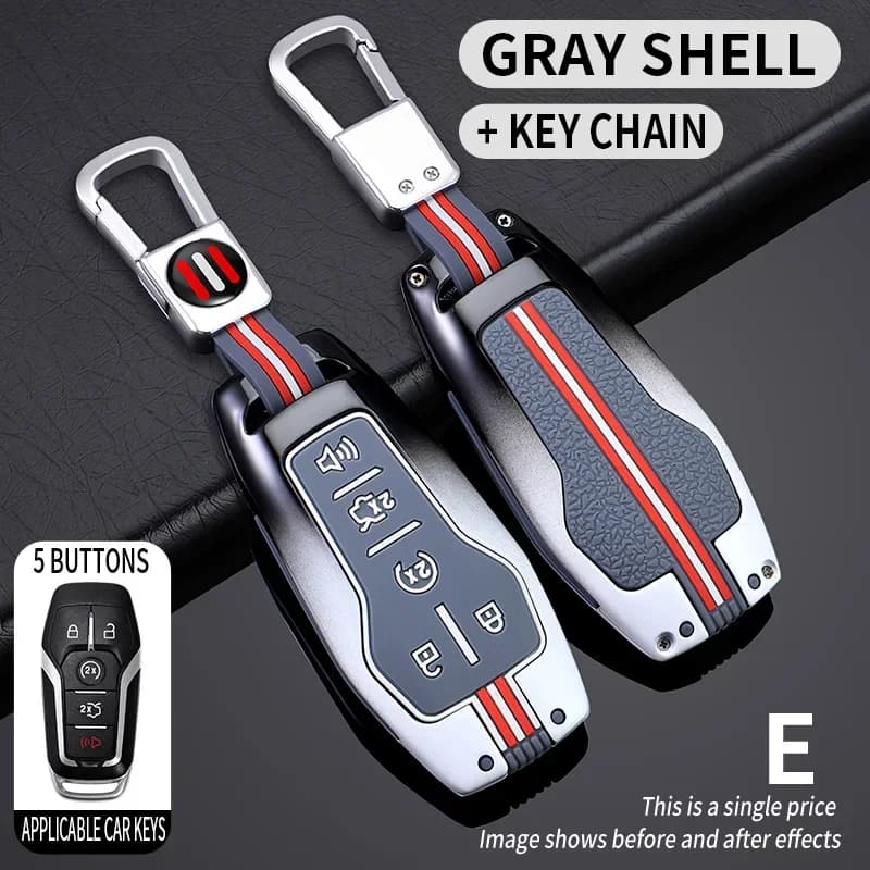 Zinc Alloy Car Key Case Cover For Ford Escape Focus C Max Kuga Edge Explorer Taurus Keyring Remote Control 5 Button Protection