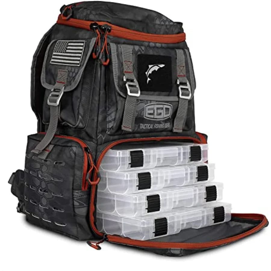 Tactical Backpack for Fishing Equipment, Heavy Duty Bag with PVC Retro, Waterproof, with Multiple Pockets