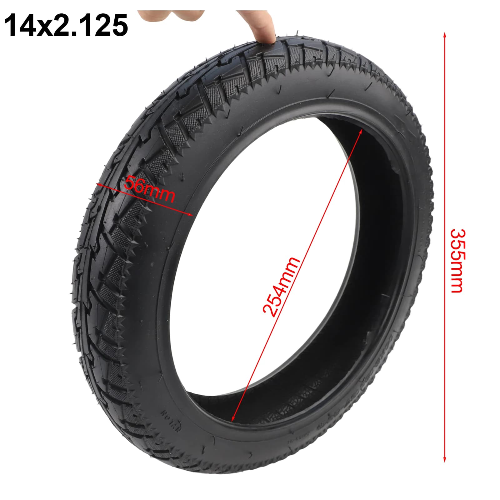 Pneumatico per scooter tubeless da 14 pollici Pneumatico per bici elettrica in gomma resistente all'usura 14x2.125 (57-254) Parte di ricambio per ruota per veicolo elettrico nero
