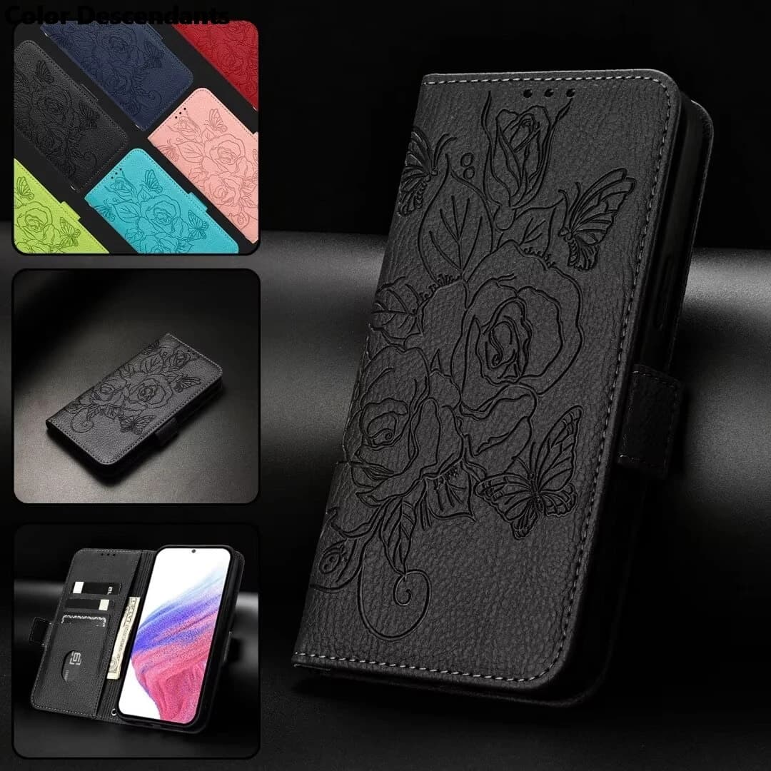 Cute Rose Flower Wallet Case For Samsung Galaxy A01 A02 A02S A03 A03S A04 A04E A05 A05S A10 A10S A11 A12 5G Phone Cover Bags