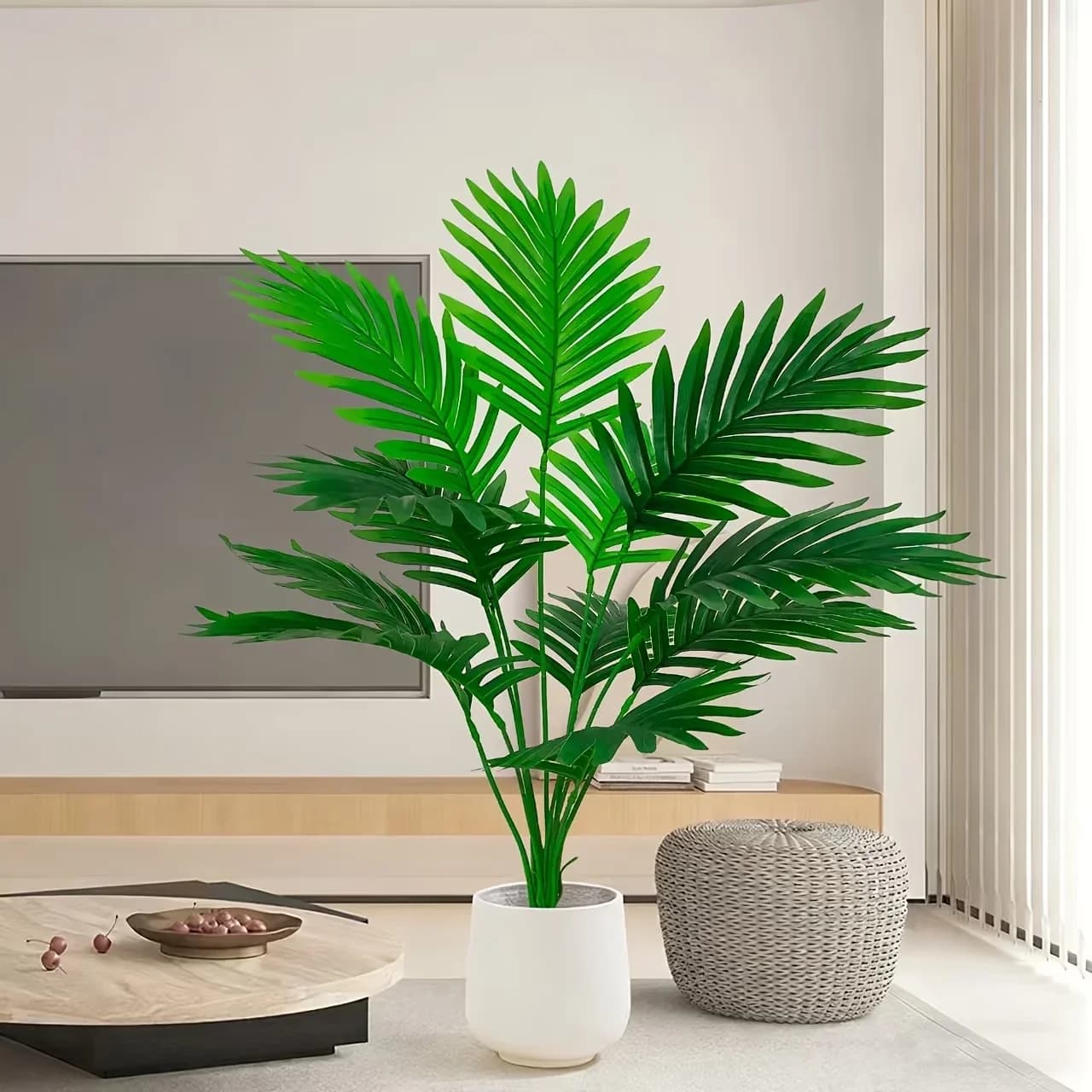 1/2 Pezzi Grande Palma Artificiale con Foglie Verdi Dense per Interni/Esterni, Decorazione per Soggiorno, Giardino, Balcone, Pianta Finta