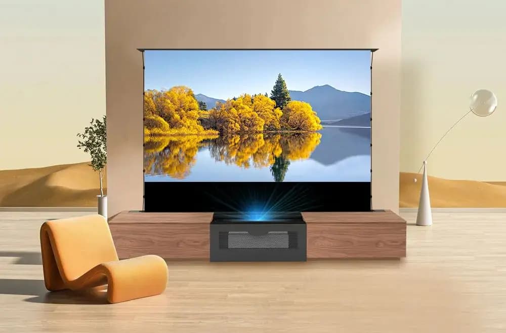 Mobiletto per Proiettore Laser UST Motorizzato Personalizzabile fino a 150'' - Mobile Integrato per Proiettore Smart per Home Theater