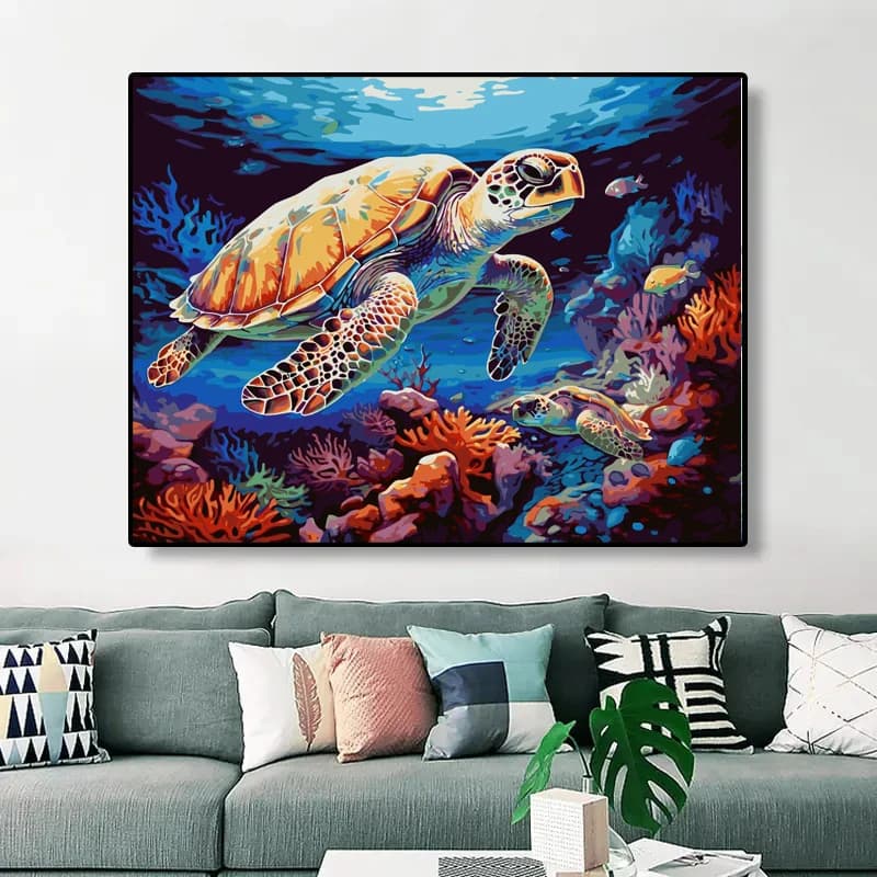 Painting by Numbers For Adult Single turtle Dropshipping Canvas Oil Paint by Number Home Decor