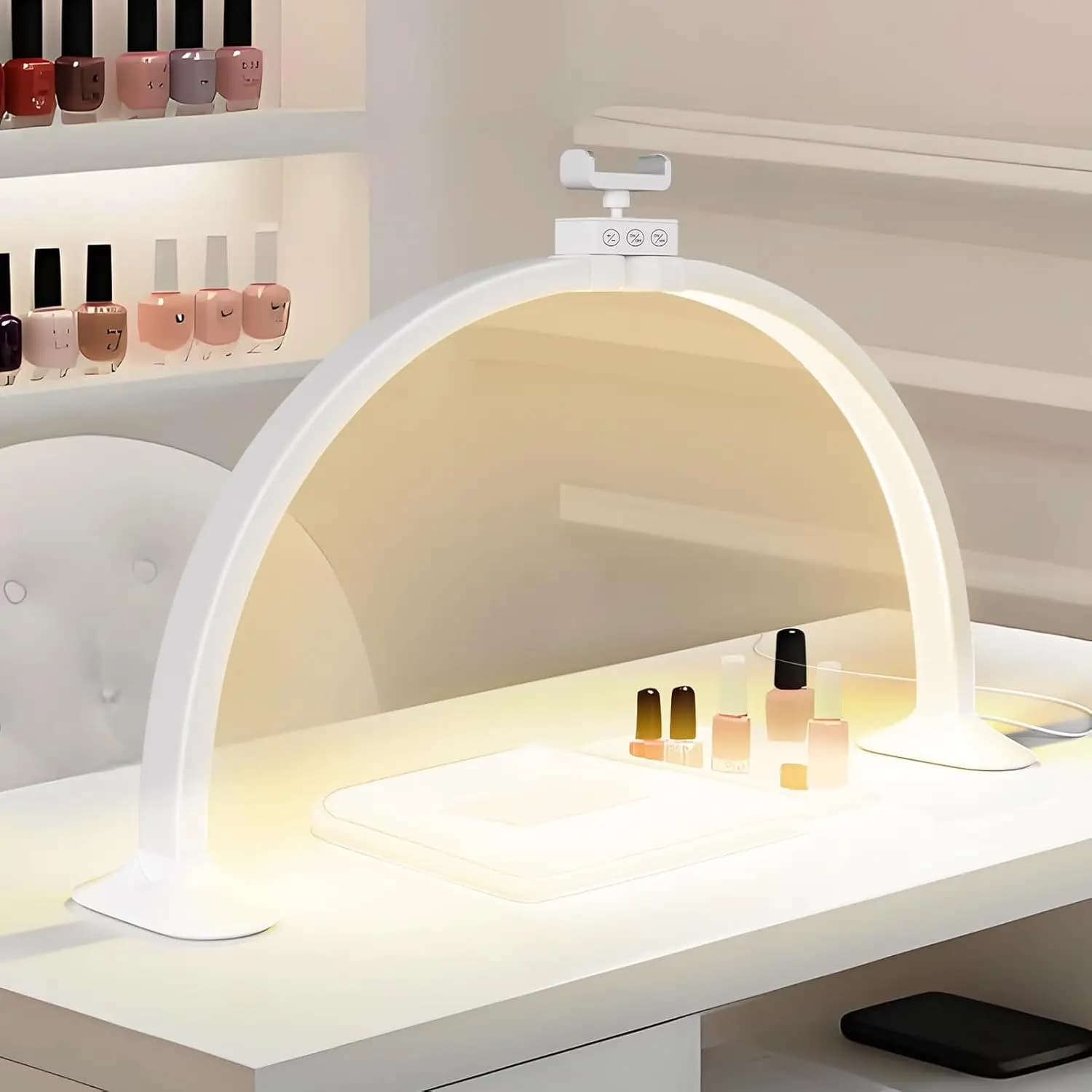Half Moon Light U Shaped Nail Art Beauty Lamp for Home Beauty Salon Desktop Nails Care Simple LED Work Lamp 36W 24 Inch Light