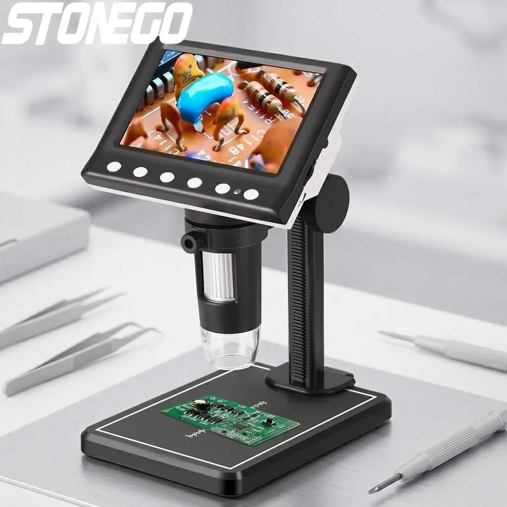 Microscopio di Ispezione ad Alta Precisione, Ingrandimento 1000X, 8 Luci LED, Memoria 32GB, Strumento Educativo Scientifico