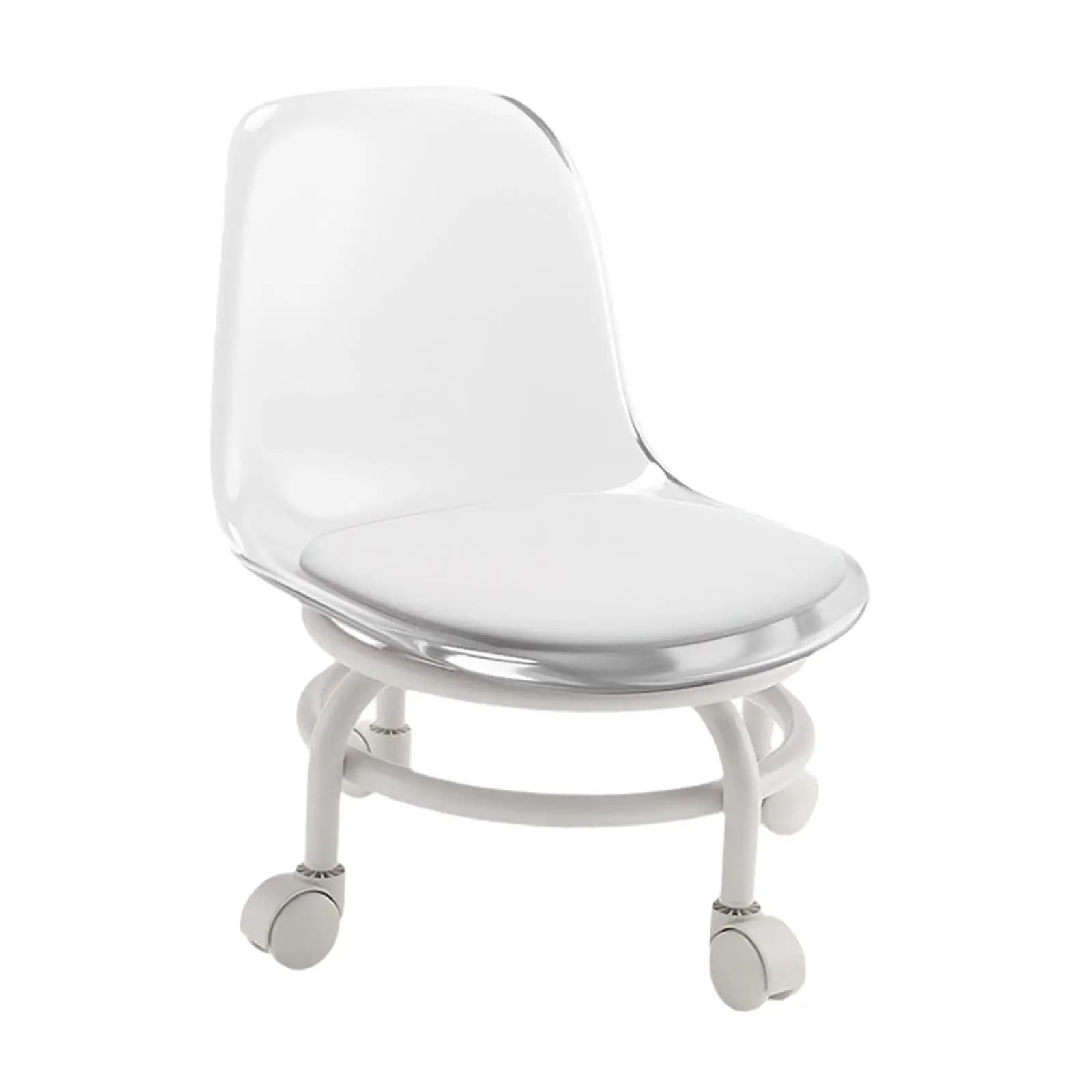 Sgabello Basso con Ruote, Sgabello Girevole con Supporto per la Schiena, Sedia Girevole per Pulizie Domestiche, Garage, Fitness, Esercizi per le Ginocchia