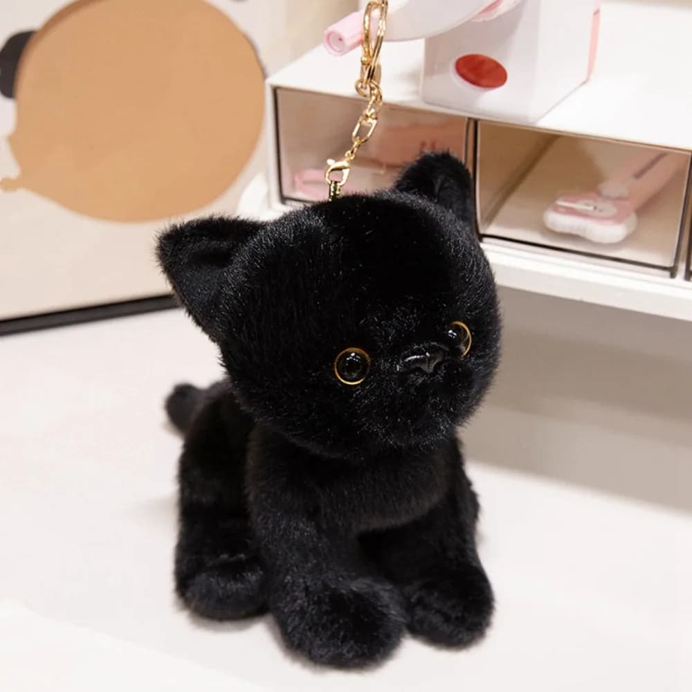 Ciondolo per auto Peluche Simulato Gatto Bianco Grigio Morbido Gattino peloso Cartone animato Kawaii Peluche Portachiavi Giocattoli per animali domestici