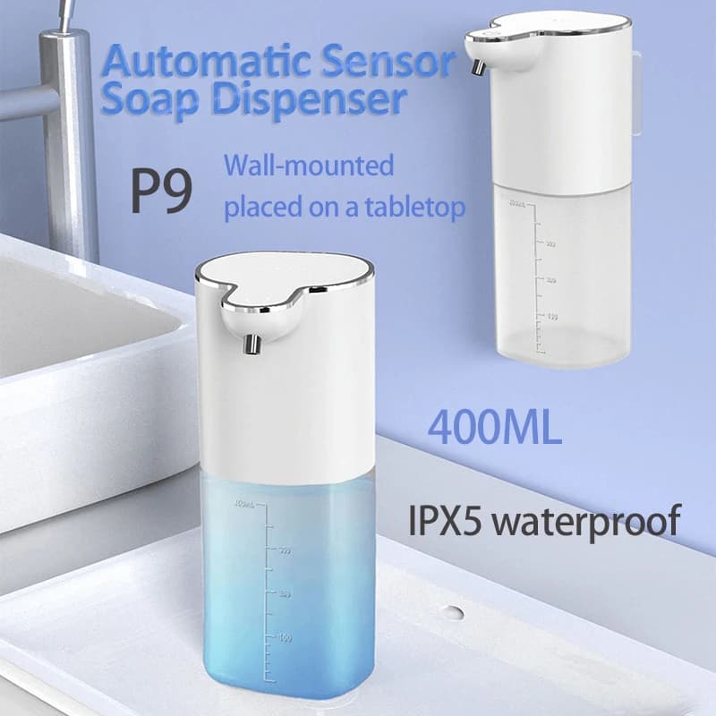 Dispenser automatico di sapone con sensore Dispenser di sapone liquido da 400 ml Dispenser di sapone da bagno elettrico regolabile a 4 livelli ricaricabile tramite USB