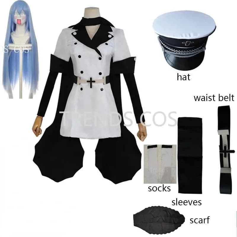 ♥ Nuovo Costume Cosplay Anime 2026 Uniforme Generale Manga con Cappello, Parrucca e Calze - Esdeath Impero ★ Casa dell'Orso