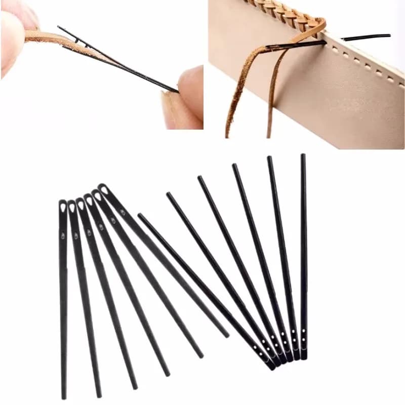 MIUSIE 6 pezzi strumento artigianale per cucire in pelle singolo/doppio foro cavo in pelle ago per pizzo aghi per cucire strumento per cucire a mano in pelle fai da te
