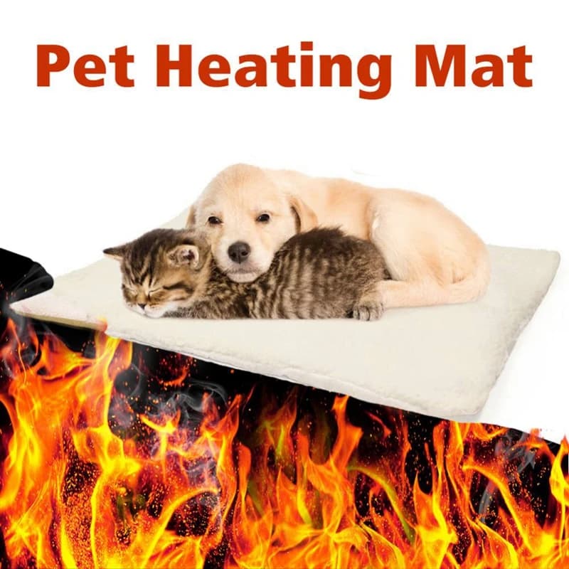 Tappetino riscaldante per cani e gatti Coperta invernale con riscaldamento automatico Cuscino riscaldante per letto in peluche con cavo riflettente termico per il corpo 60x45 cm