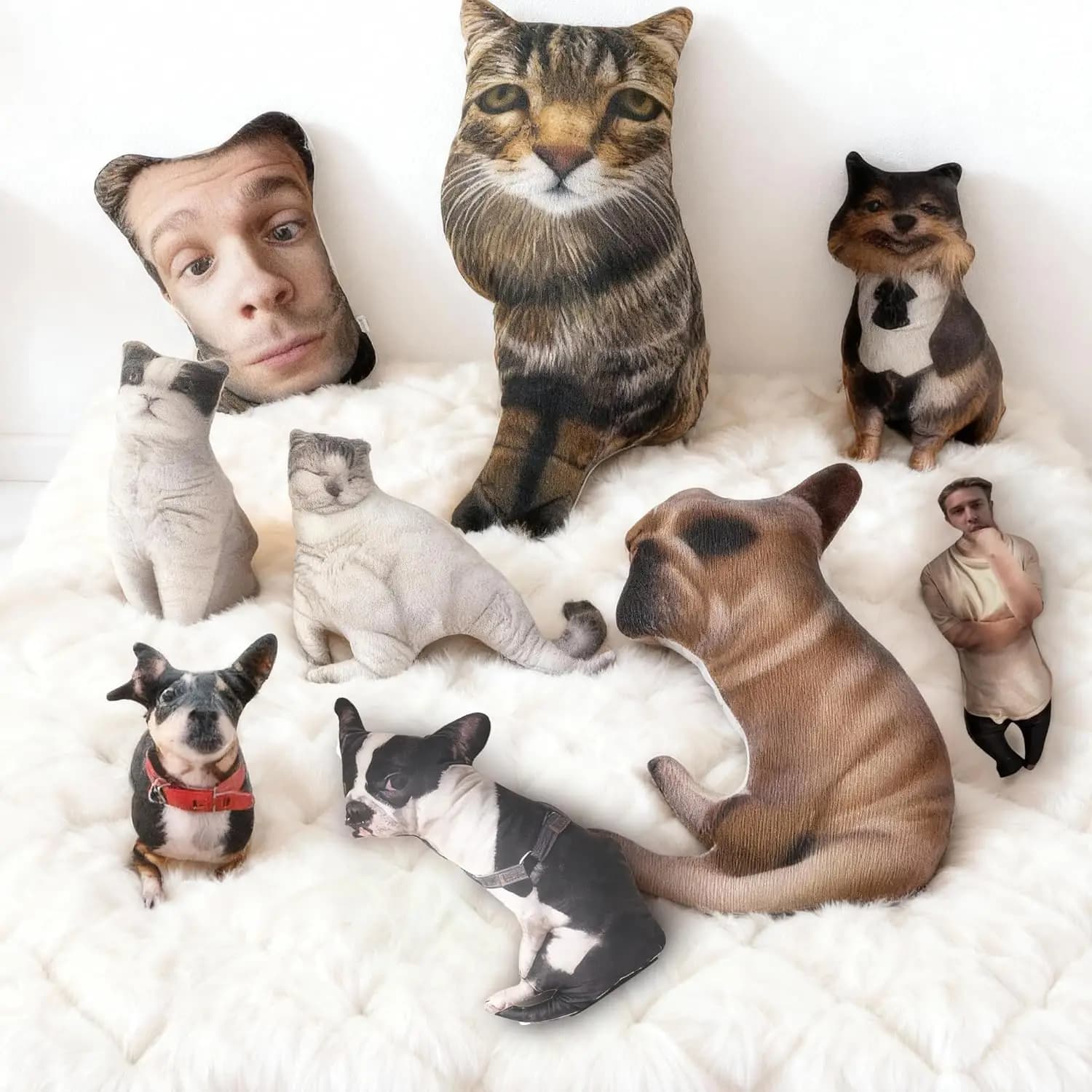 Cuscino Personalizzato per Animali Domestici - Cuscini Carini per Cani e Gatti con Foto Divertente - Cuscino Personalizzato a Forma di Animale Senza Bordi Bianchi