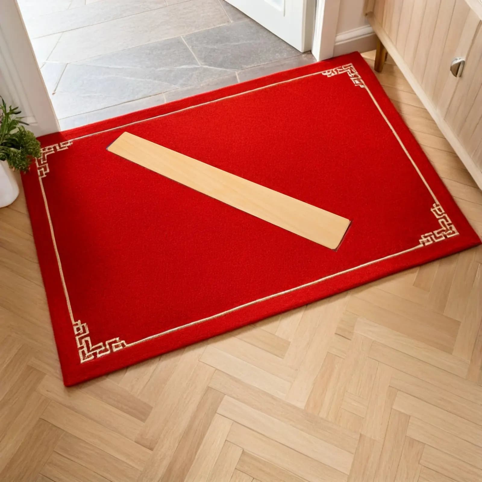 2Pcs Wooden Doorway Ramp Cushion Slope Pad for Wheelchairs Robot Vacuum Portable Heavy Duty Entry Ramp for Home Threshold