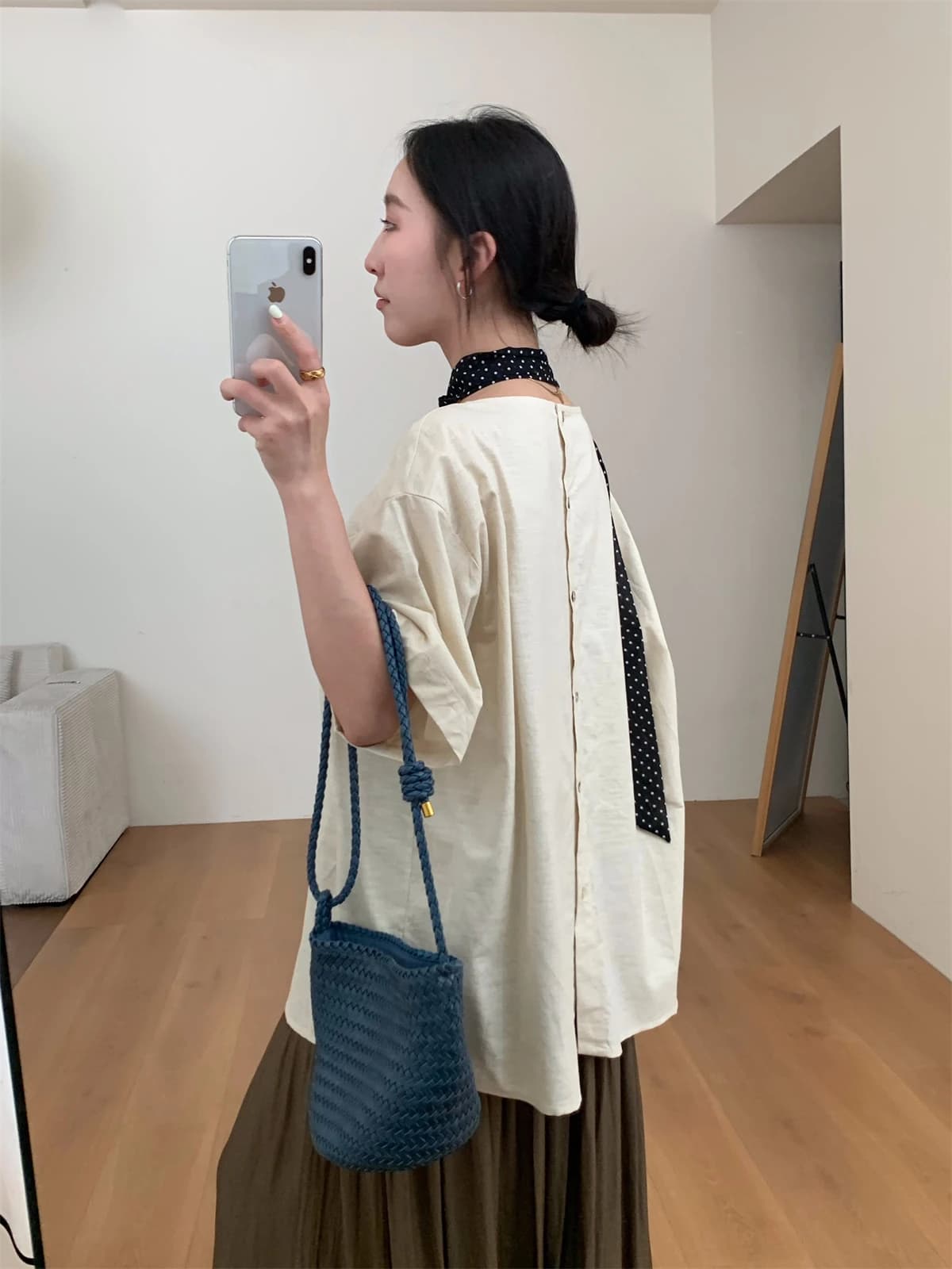 White Hanging Neck Silk Scarf Loose Cotton Linen Women's Summer New Style plus Size Luxury Sensation Top Casual Style round N...