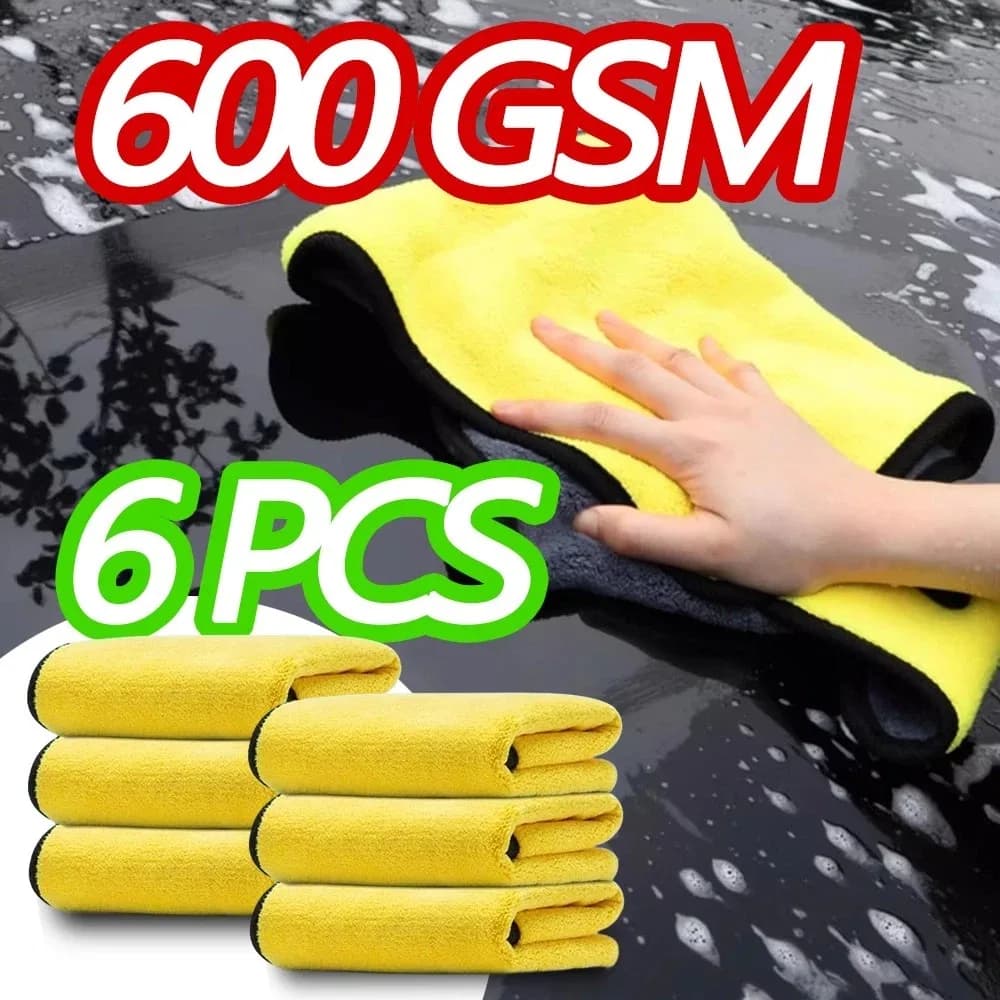 6 pieces 600GSM cleaning cloth professional cleaning towel for cleaning car towel microfiber accessories for towels for washing car