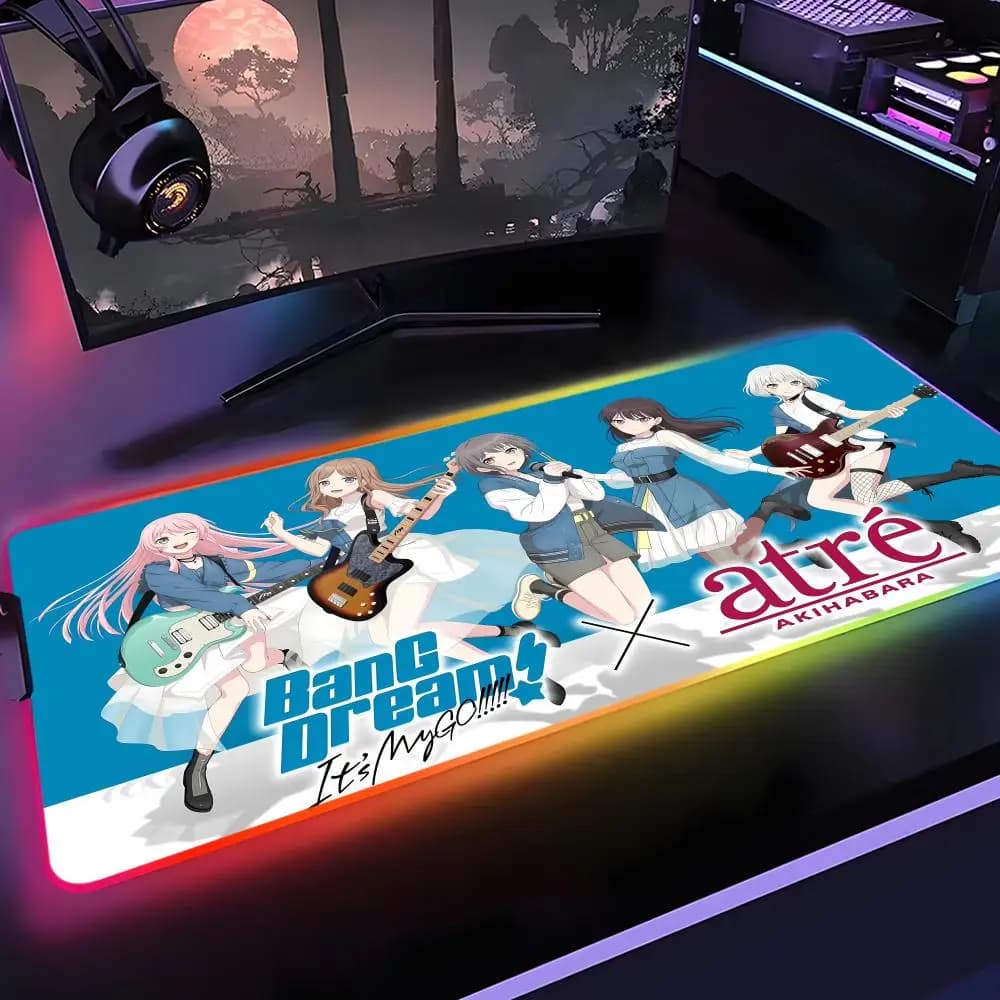 Bang Dream It's MyGO Mouse Pad Game Rgb Desk Mat Back Light Led Mousepad Setup Gaming Accessories Deskmat Big Mousepad Backlight