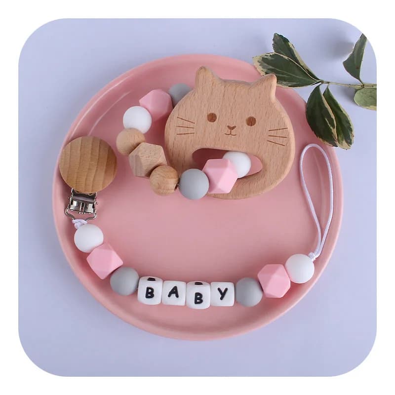 Personalizza nome porta clip per ciuccio Set di braccialetti in Silicone per bambini catena per ciuccio clip fittizie fatte a mano per bambini massaggiagengive succhietto regalo