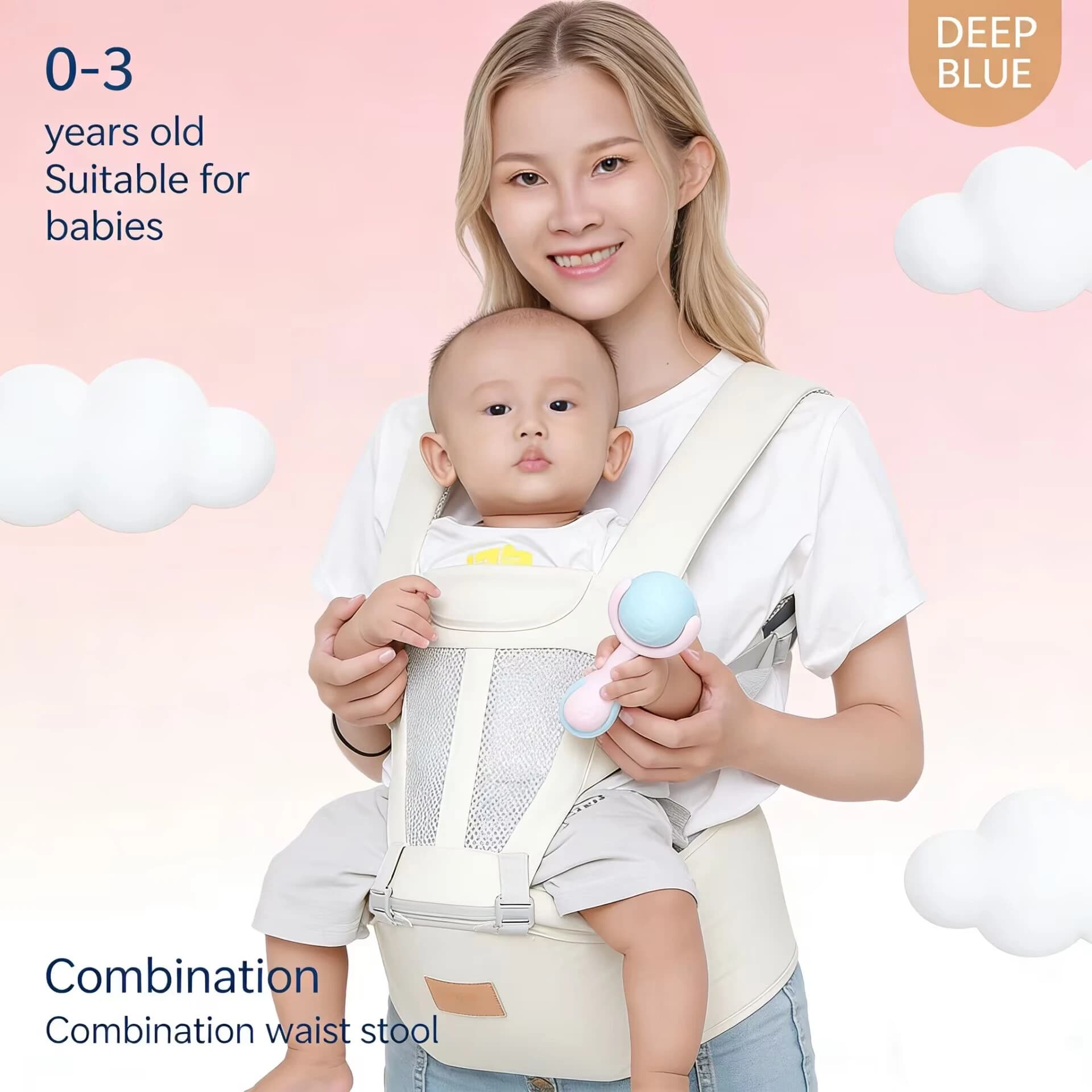 Three-in-one Carrier Infant Kid Baby 6-24M Ergonomic Hipseat Sling Save Effort Kangaroo Baby Wrap Carrier for Baby Travel