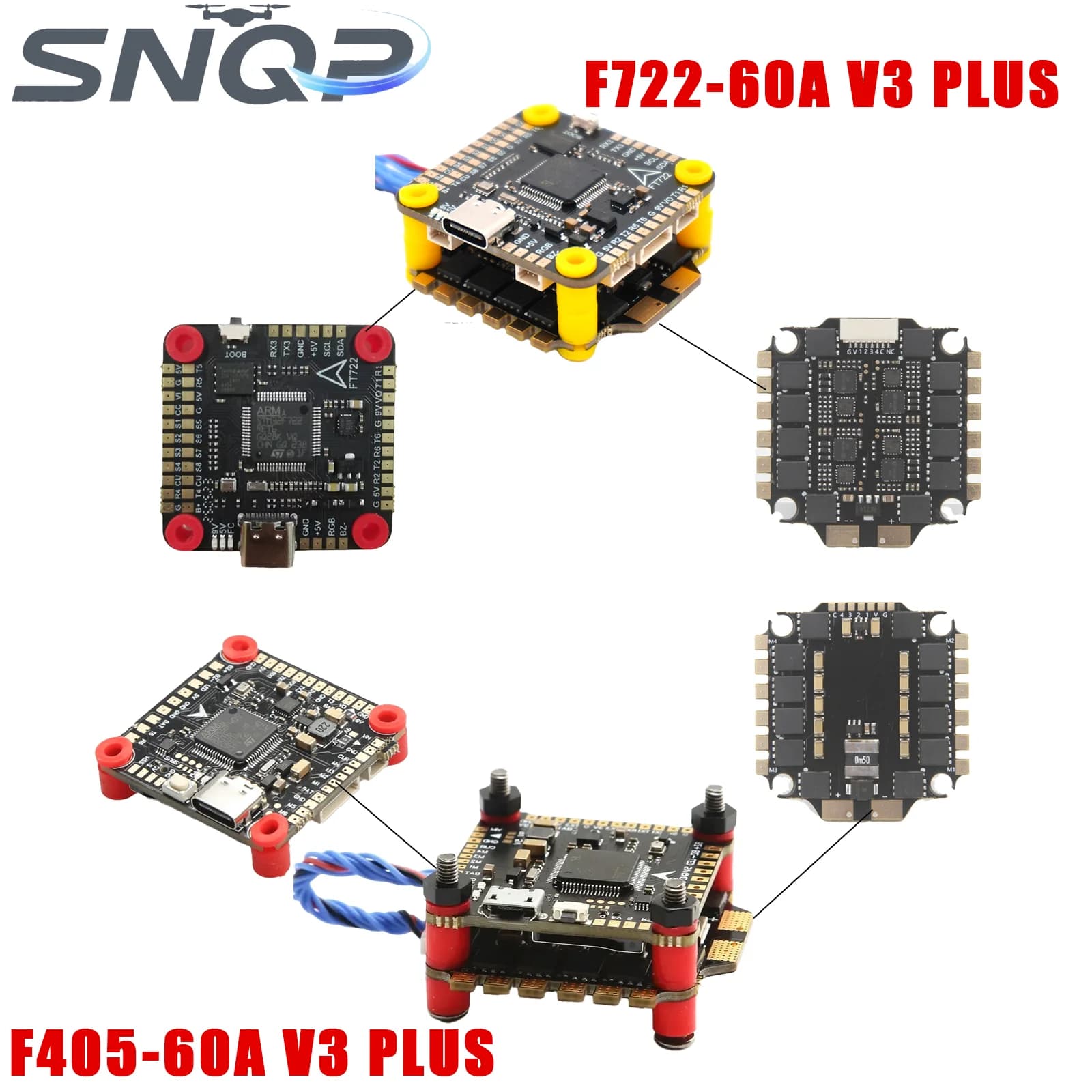 F405/F722 Triple Flight Controller + 60A 4-in-1 ESC 30.5mm Mounting Complete FPV Racing Drone Kit
