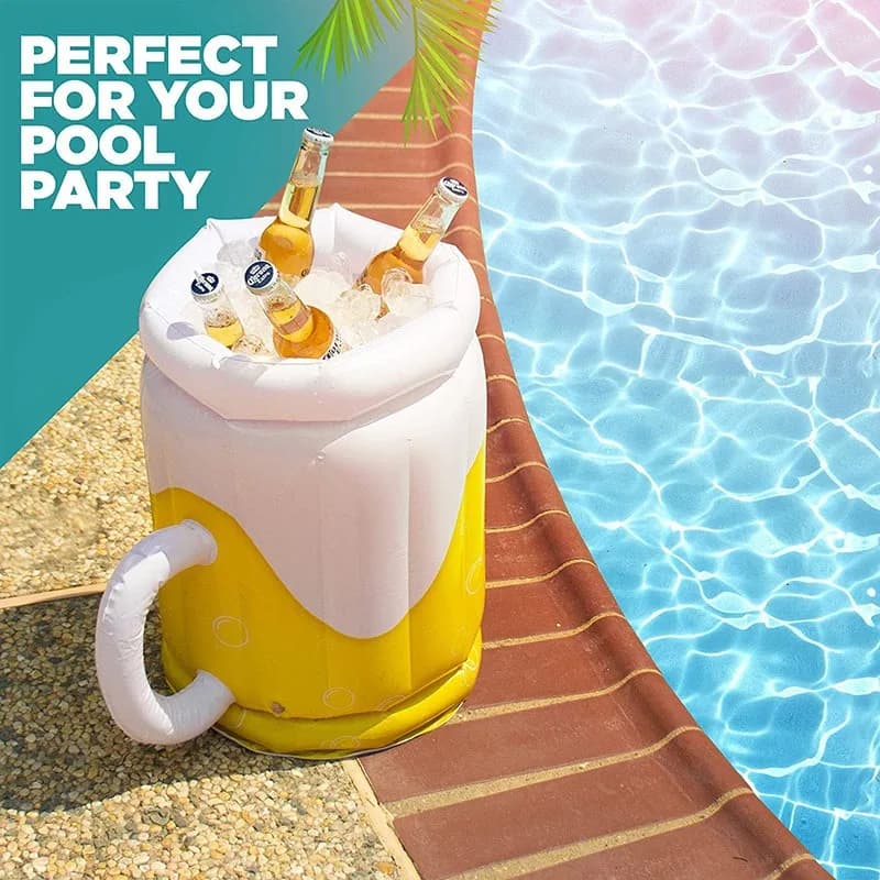 JUSTINLAU Secchiello Refrigerante Gonfiabile a Forma di Boccale da Birra da 18 Pollici, Portatile per Feste in Piscina, Spiaggia, BBQ, Raffreddatore Gonfiabile per Bevande Estivo