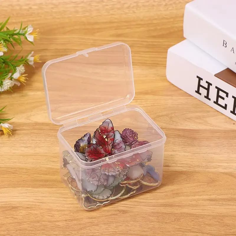 New Plastic Storage Box Set of 3 Transparent Snap Lock Lid for Small Jewelry Kitchen Spice Tiny Packet Organizer