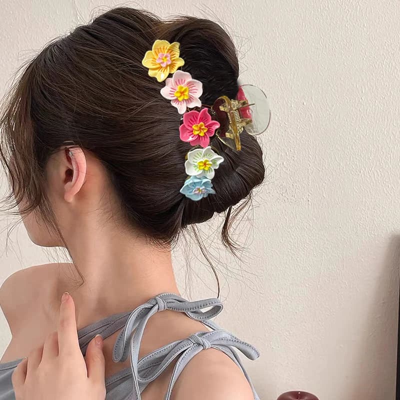 AWAYTR Fermagli per Capelli a Forma di Fiori in Acrilico, Clip a Granchio, Fermacapelli, Accessori per Capelli da Donna