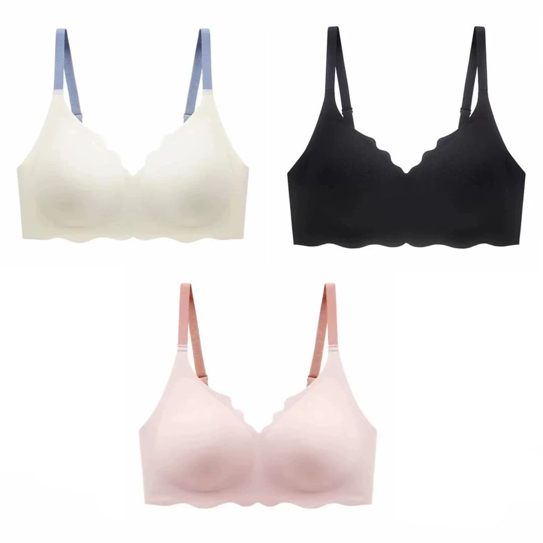 Reggiseno push-up senza cuciture con striscia di gelatina da donna, 3 pezzi, senza anello in acciaio, biancheria intima sexy per piccolo petto, comodo indumento intimo