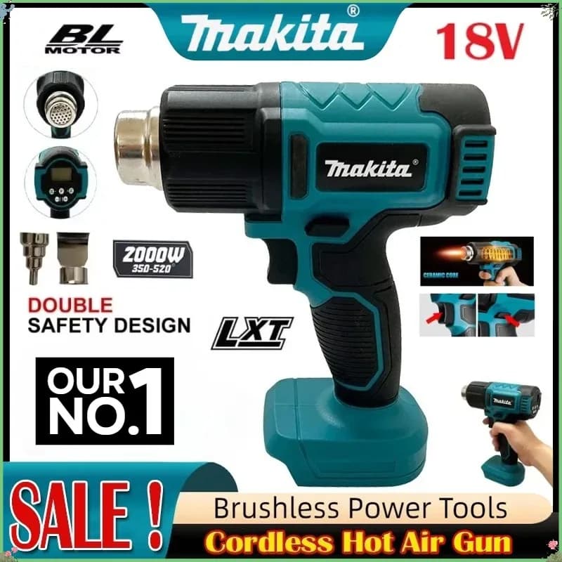 Makita 550 ° Pistola Termica a Controllo di Temperatura con Display LED, Senza Fili, Portatile, per Saldatura e Soffiatura Termica