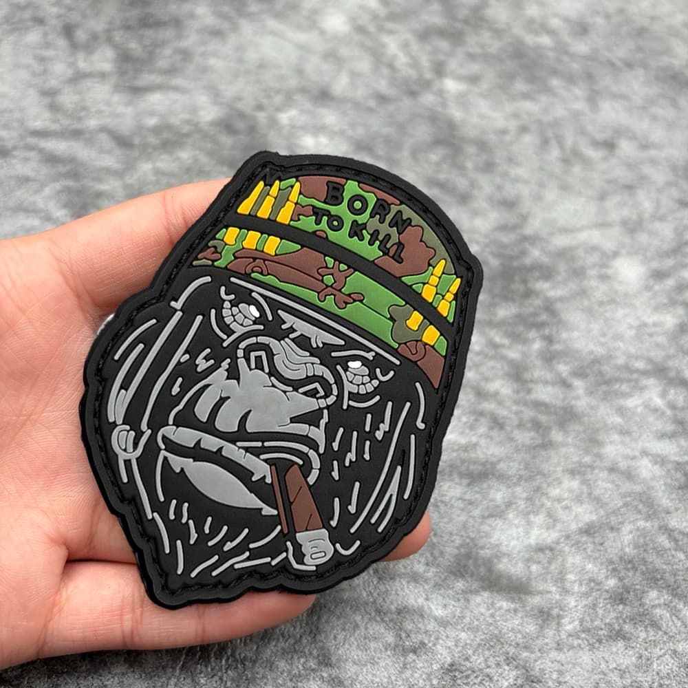 Patch in PVC con motivo gorilla, distintivo in gomma morbida, con chiusura a strappo sul retro, adatto per borse, zaini, gilet e decorazioni per abbigliamento, adesivi e toppe ricamate