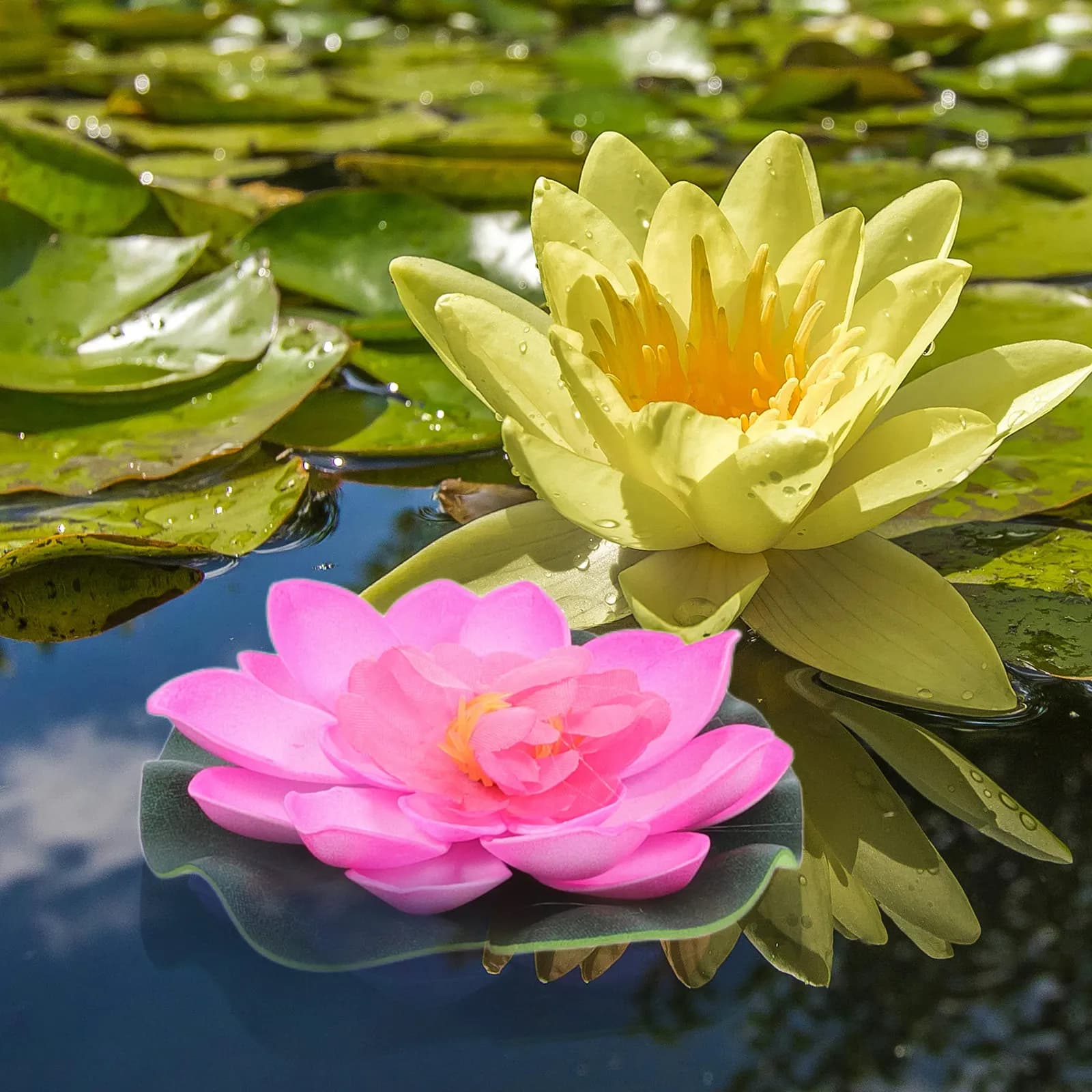 4 Pcs Artificial Pool Plants Pond Outdoor Fish Tank Decor Aquarium Floating Decorations EVA Water Lily