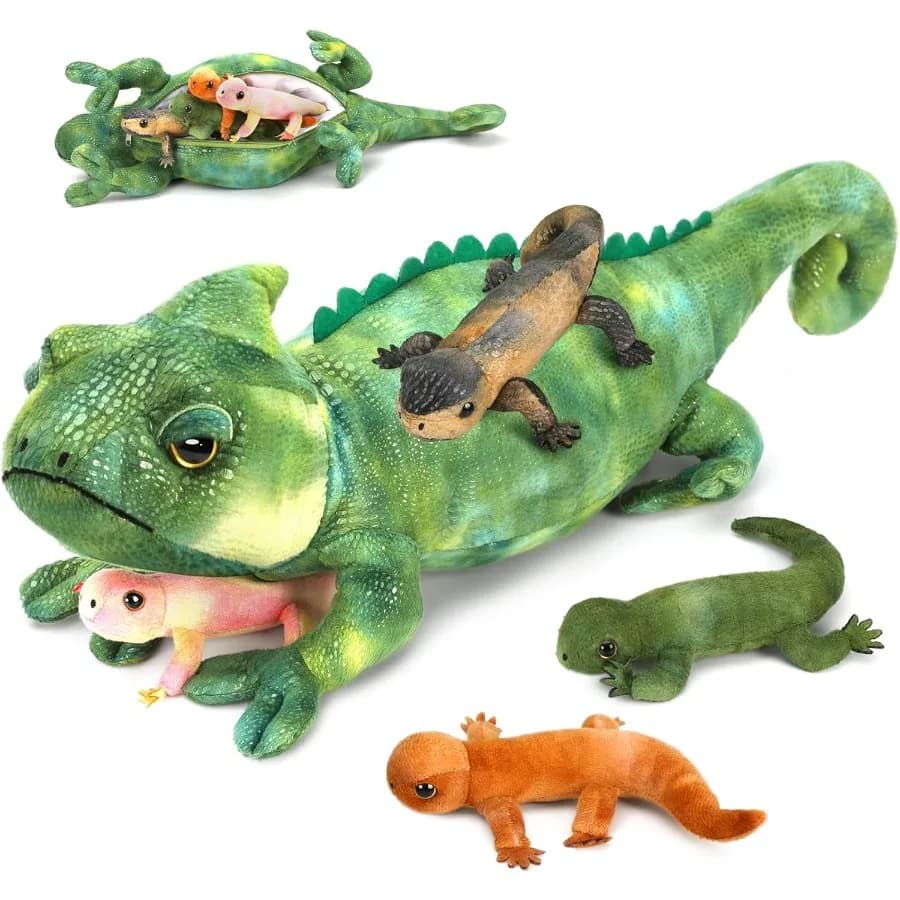 5 pezzi gigante lucertola peluche 27 madre iguana animale di peluche con 4 bambini lucertola peluche drago barbuto peluche per ragazzi ragazze Stu
