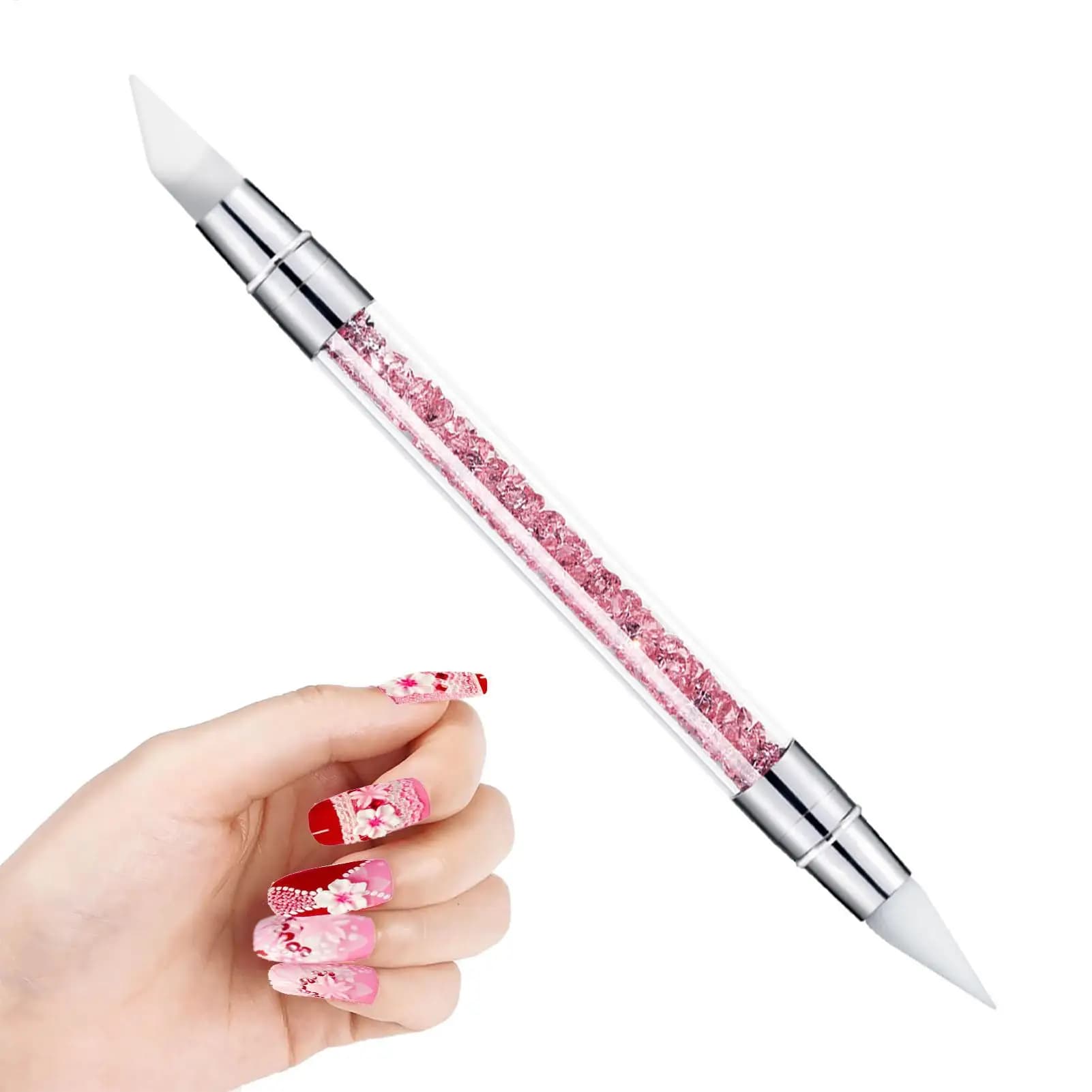 Set di Pennelli Professionali in Silicone a Doppia Punta per Unghie, Strumenti per Manicure e Nail Art per Salone, Casa e Fai da Te