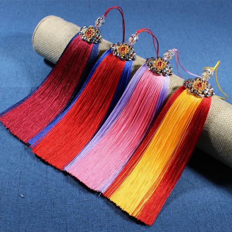 1 pz nappa nappe bicolore nappe setose fatte a mano con anello per artigianato fai da te segnalibro nappa creazione di gioielli tende frangia trim