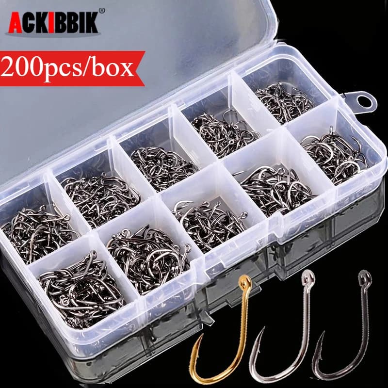 Ackibbik 200pz / Box High Carbon Steel Fishing Beams, Sharpened with Ardillon, Assorted Measures, Carp and Sea Fishing Equipment Set, Box 3 # -12 #