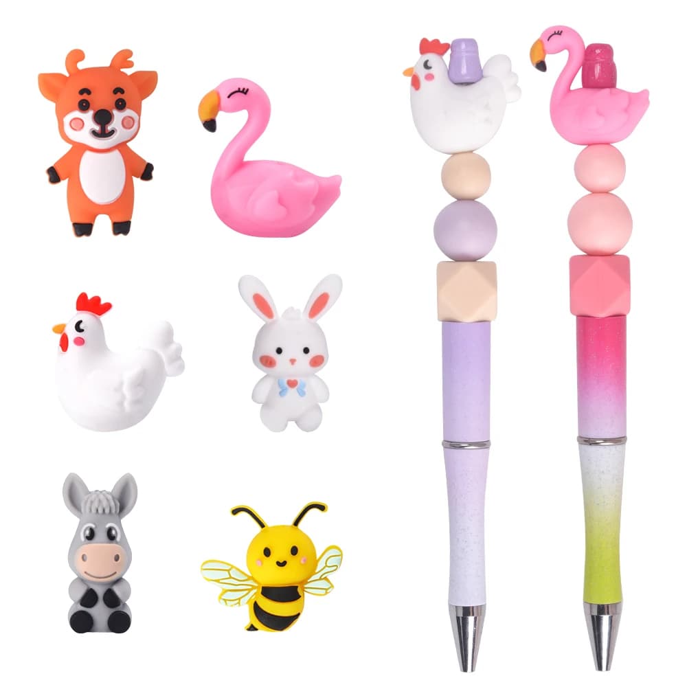 LOFCA 6PCS Perline sfuse per animali 3D in silicone per la creazione di gioielli per realizzare braccialetti Portachiavi fai da te Penne Collana Accessori per gioielli