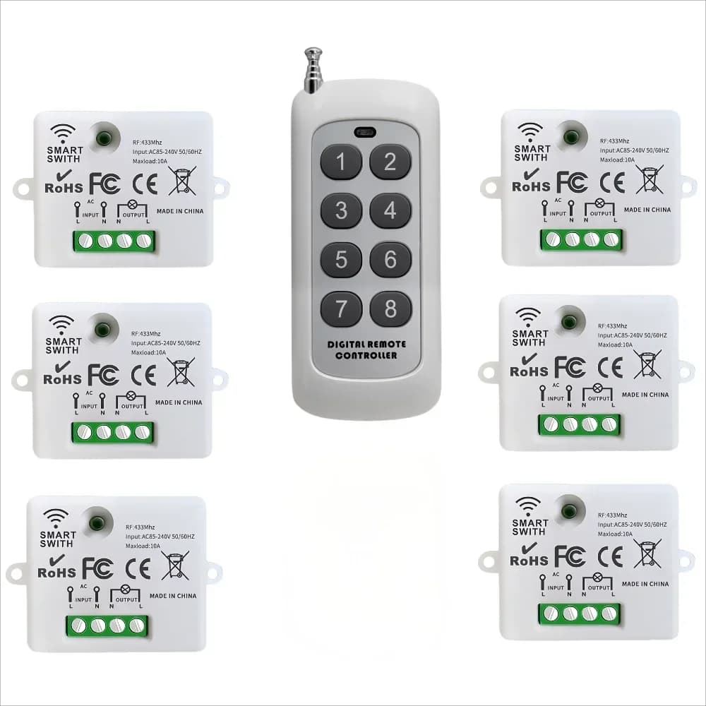 Interruttore della luce intelligente wireless con portata di 1000 metri, ricevitore 433 MHz, interruttore di tensione da 220 volt, adatto per LED domestico l