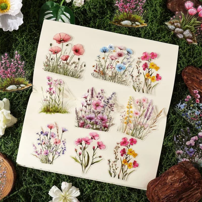 1pack/40pcs Plant and Flower Sticker Pack, with Various Plants (Rose, Lily, Sunflower) for Hand Account Scrapbook