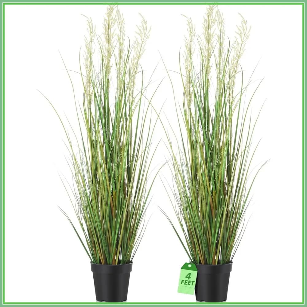 2 Pezzi di Erba Artificiale Alta 1,2 m in Vaso, Finta Erba della Pampa per Regalo di Inaugurazione Casa, Decorazione per Giardino, Bagno, Ingresso