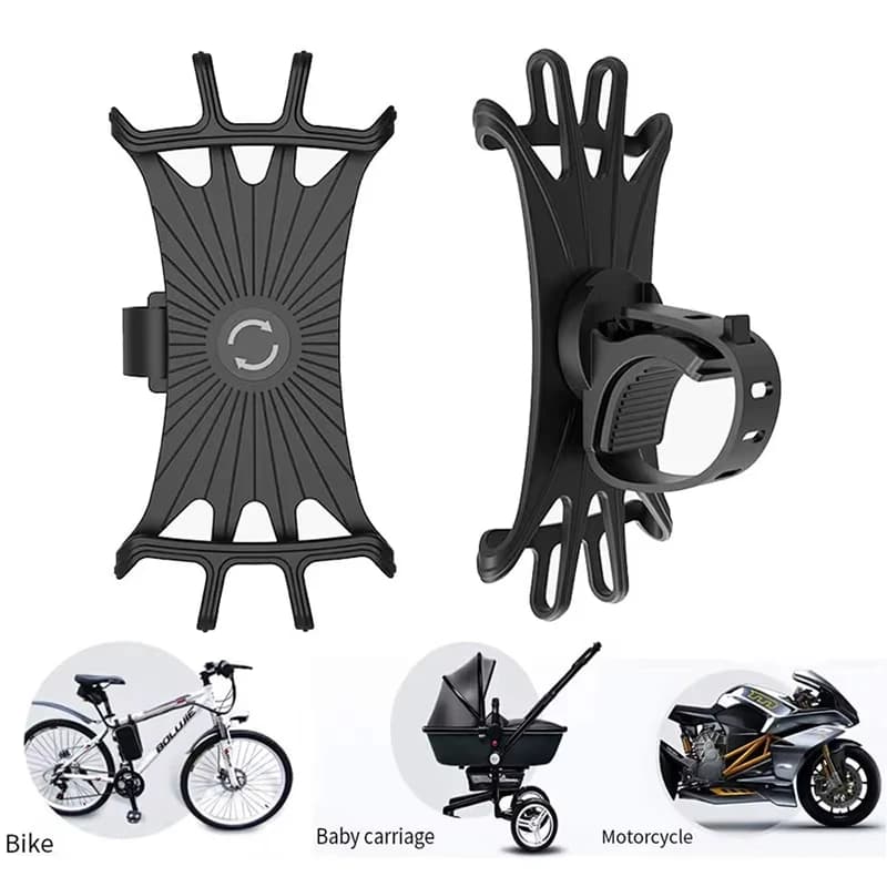 Supporto per smartphone per scooter da bicicletta con rotazione a 360 Supporto per GPS per telefono cellulare Supporto per scooter da bicicletta per moto in silicone per tutti i telefoni