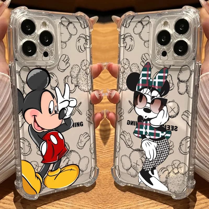 Clear Case For iPhone 17 16 15 14 13 12 11 Pro Max 16e 17e Air 13 15 Plus XS XR X 7 8 Shockproof Phone Cover Mickey Disney Mouse