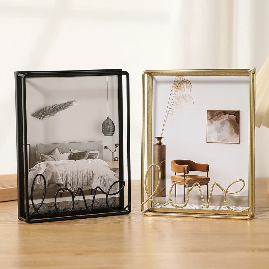 New LOVE Metal Photo Frame Rectangular Tabletop Picture Frame 6-inch 8-inch Creative Desktop Ornament Decoration Frame