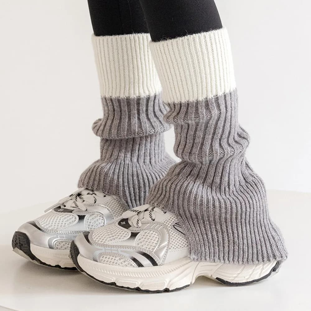 Cute Harajuku Children's Leg Warmers Japanese Style Color Blocking Knitted Foot Cover Casual Kawaii Lolita Knitted Socks Autumn