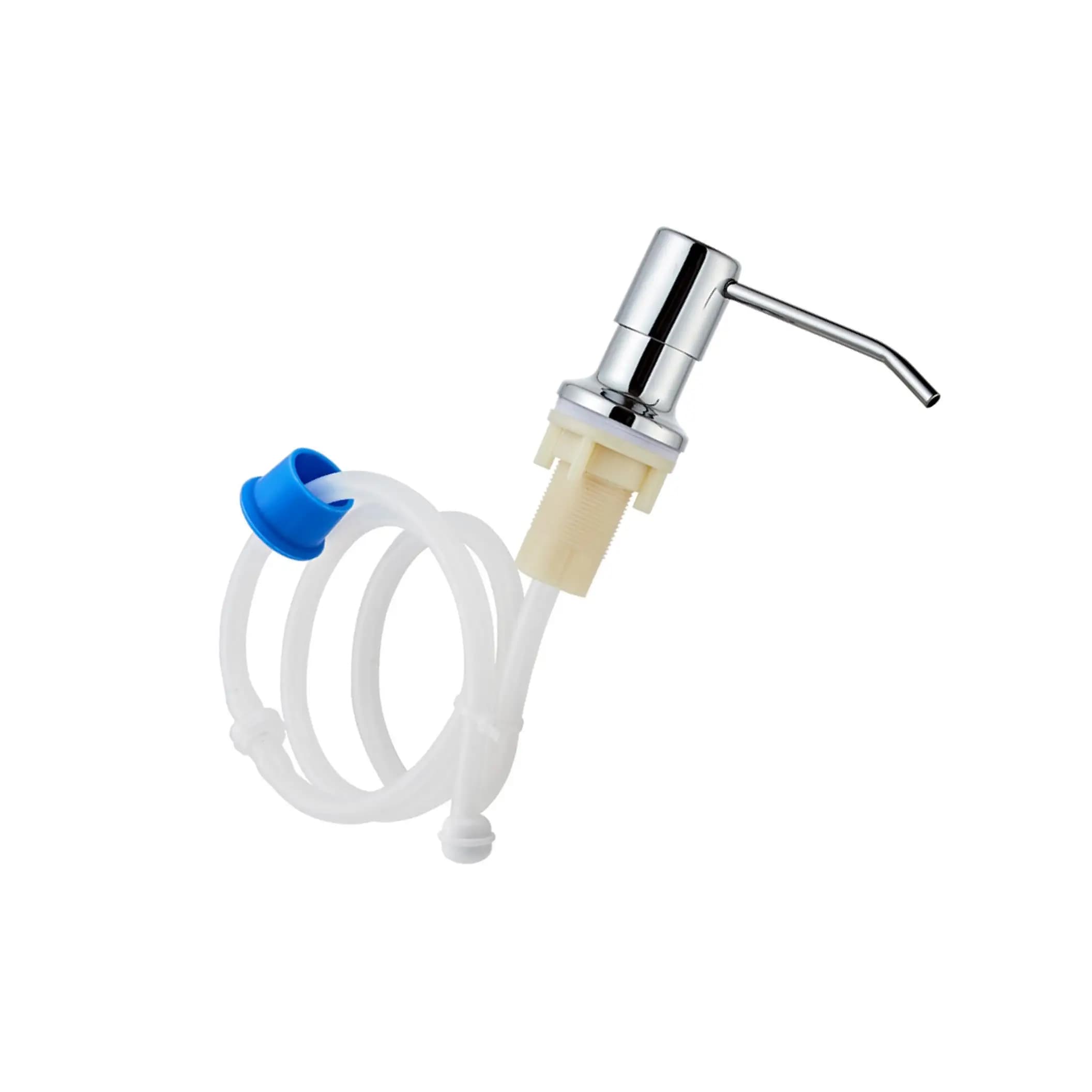Pompa erogatrice di sapone per lavello in acciaio inossidabile con tubo in silicone di prolunga dorato